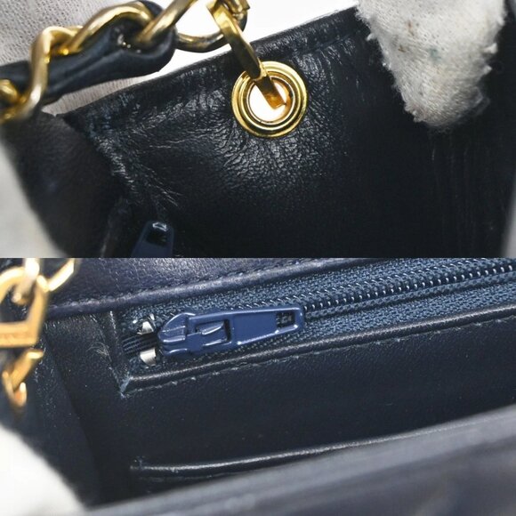 CHANEL CC Logo Mini Matelasse Chain Shoulder Bag Leather Blue GHW 373RL397 - Picture 15 of 16